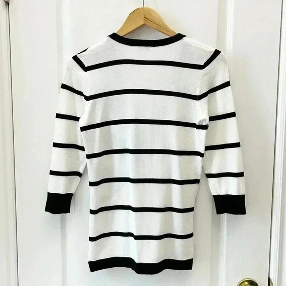 Ricki’s Wrap Front Sweater Deep V Neckline Thin Knit Black & White Stripes XS - Picture 5 of 16